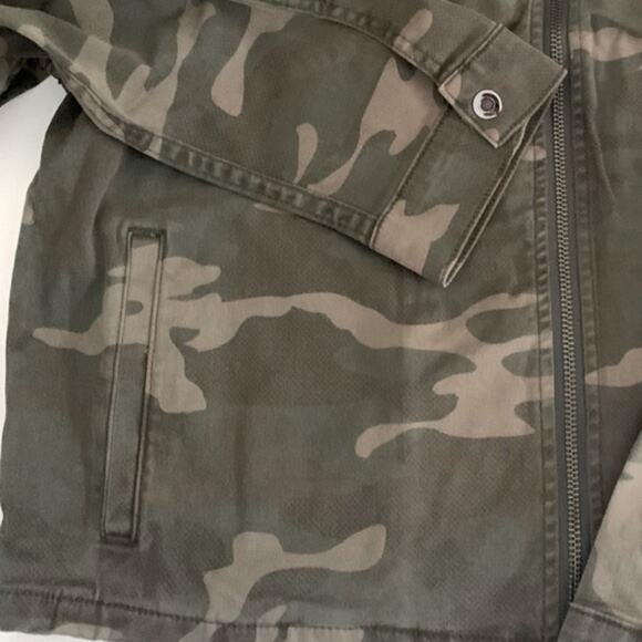 Good American camo denim military jacket stretch zip jean size XL 2/3 16 1X 2 3 - Picture 14 of 15